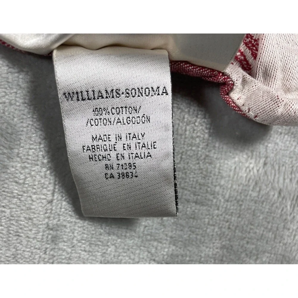 Williams Sonoma Christmas Tree Kitchen Towel Red White Cotton Italy Holiday